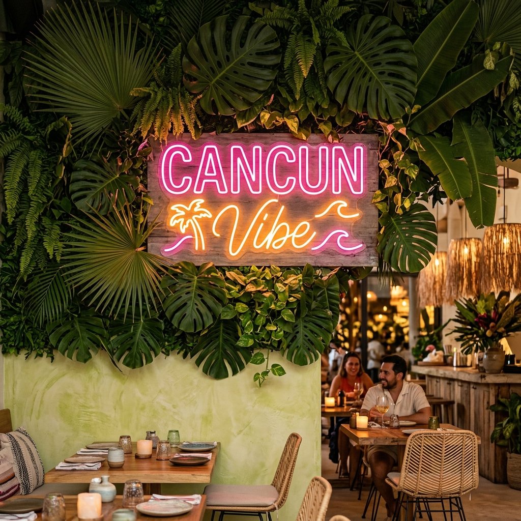 Letrero Neón Taller 914 Cancun Vibe